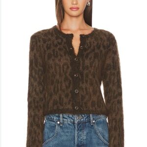 ASTR The Label Brown Fuzzy Button-Up Cardigan